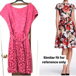 Anne Klein Cap Sleeve Tie Waist Fit Flare Dress